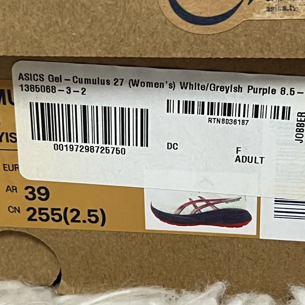 ASICS Gel-Cumulus (27) SZ: (8.5) White,Grayish,Purple, Coral, Shoes Tried-On NIB - Picture 9 of 9